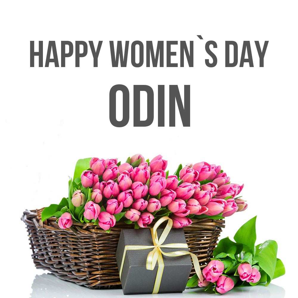 Greetings card с именем, Odin happy women`s day цветы Greetings with text for free download 